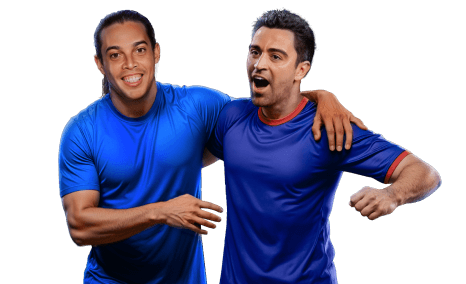 Giocatori di calcio che esultano, simbolo della vincita anticipata su Boomerang Bet